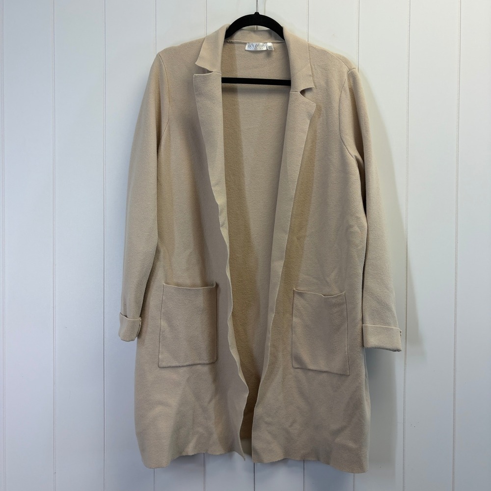 Cloth By Design Minimalist Cardigan Sweater Women Large Neutral Quiet Luxury